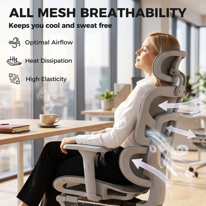 Ergonomic Office Chair, Mesh Reclining, Grey Task Chairs at Gallery Canada