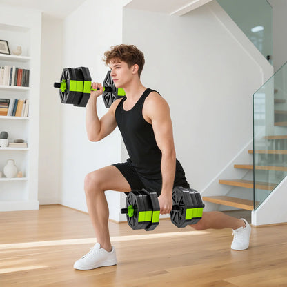Adjustable Dumbbell Set, 44lbs, Kettlebell Barbell Dumbbell Push-Up Stand, Green Dumbbells & Barbells at Gallery Canada
