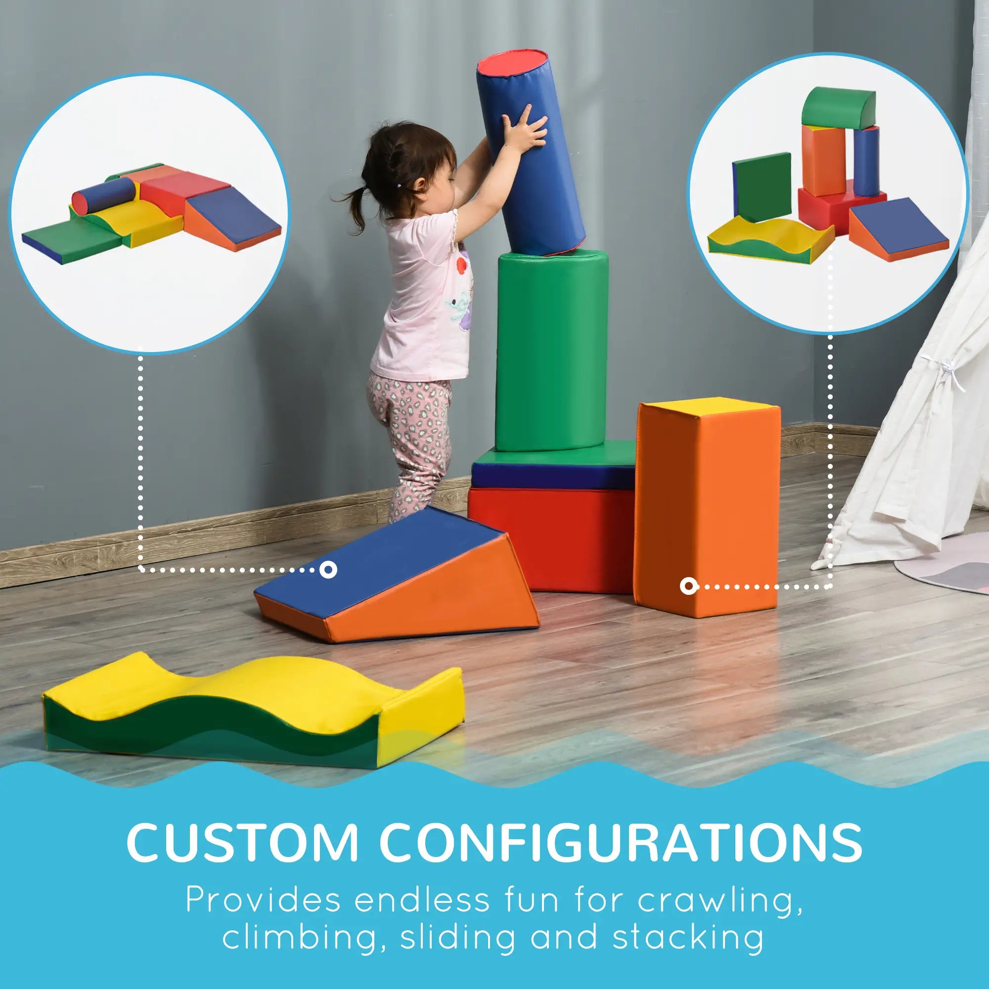 7 Pieces Soft Play Foam Climbing Blocks, Kids Indoor Play Toys, Multicolour Baby Gym & Playmats at Gallery Canada