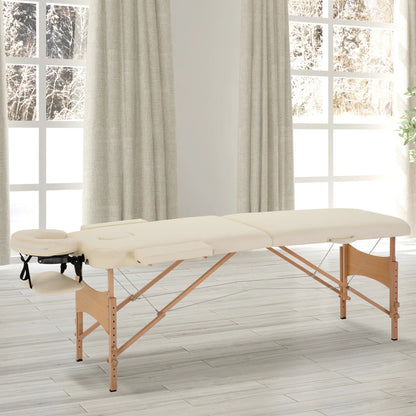 Height Adjustable Salon Spa Facial Couch, Folding Massage Table, Beige Portable Massage Tables at Gallery Canada