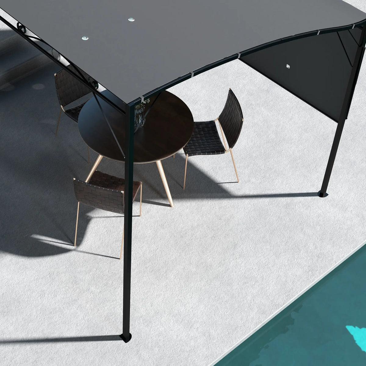 10x8ft Metal Gazebo, Extendable Side Awning, Dark Grey Pergolas at Gallery Canada