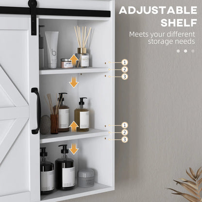 White Medicine Cabinet, Sliding Door, Adjustable Shelf, 22.8" x 7.8" x 24.4", White Wall Mounted Cabinets at Gallery Canada