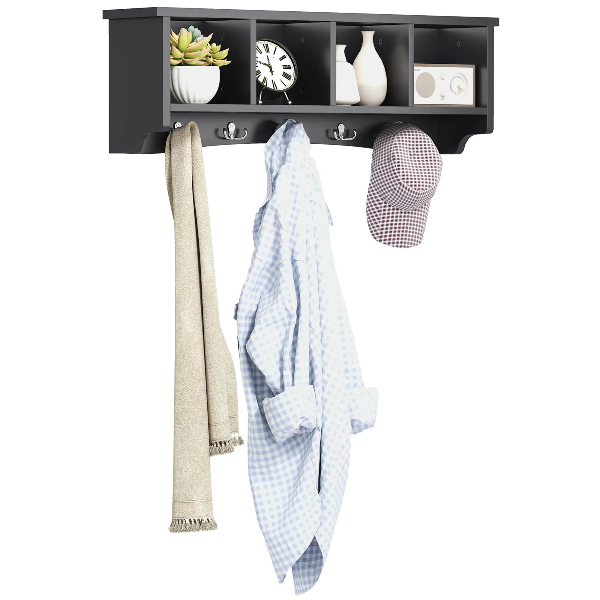 Wall Mount Coat Rack with Shelf, 28