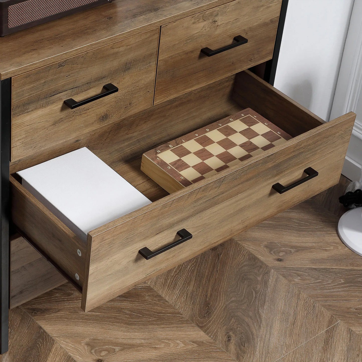 4 Drawer Dresser, Metal Frame, for Bedroom, Living Room, Brown Storage Cabinets at Gallery Canada
