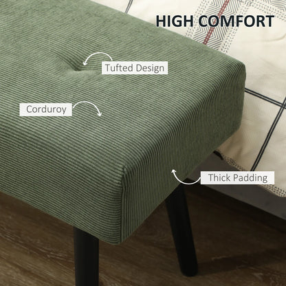 39" Upholstered Ottoman Bench, Corduroy, Padded Seat, Steel Legs, Green Storage Ottomans & Benches at Gallery Canada