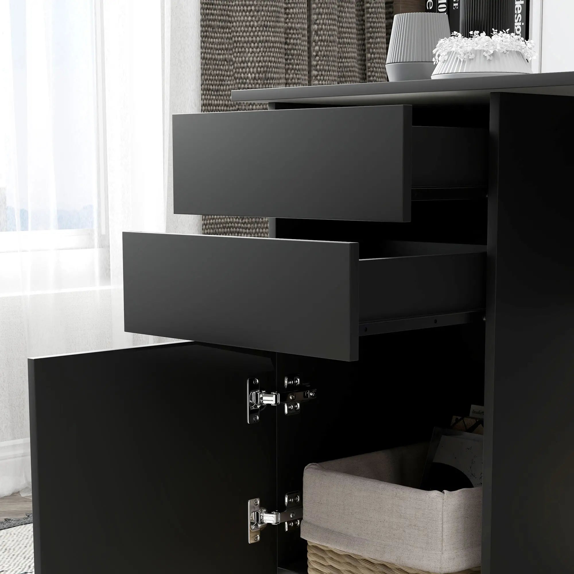 Computer Desk With Storage, Drawers and Cabinet, Black Computer Desks at Gallery Canada