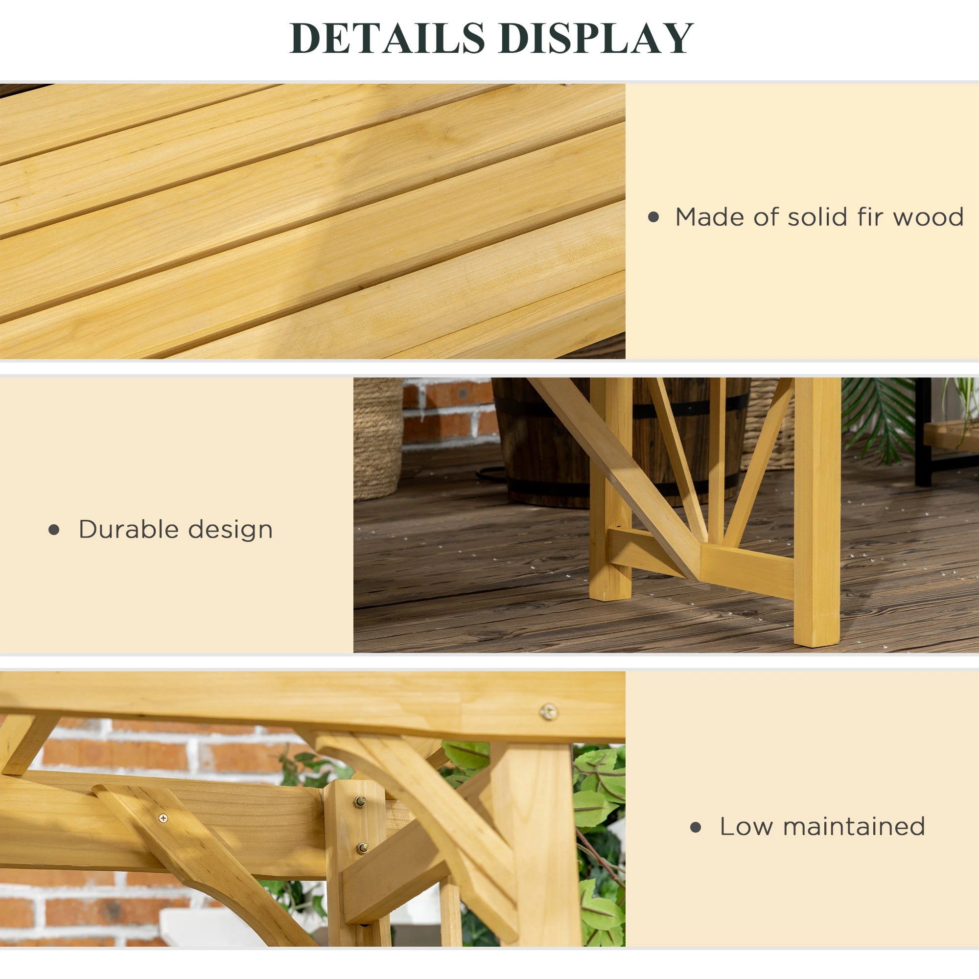 Wooden Patio Bench, Outdoor Bench for Plants, Light Brown Outdoor Benches at Gallery Canada