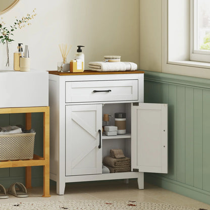 Farmhouse Bathroom Storage Cabinet with Barn Doors, White Freestanding Bathroom Cabinets at Gallery Canada