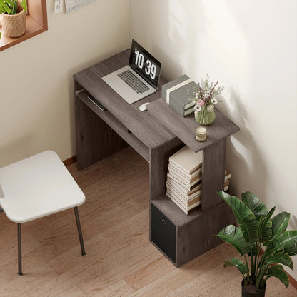 Computer Desk, Sliding Keyboard Tray, Storage Drawer, Grey Computer Desks at Gallery Canada