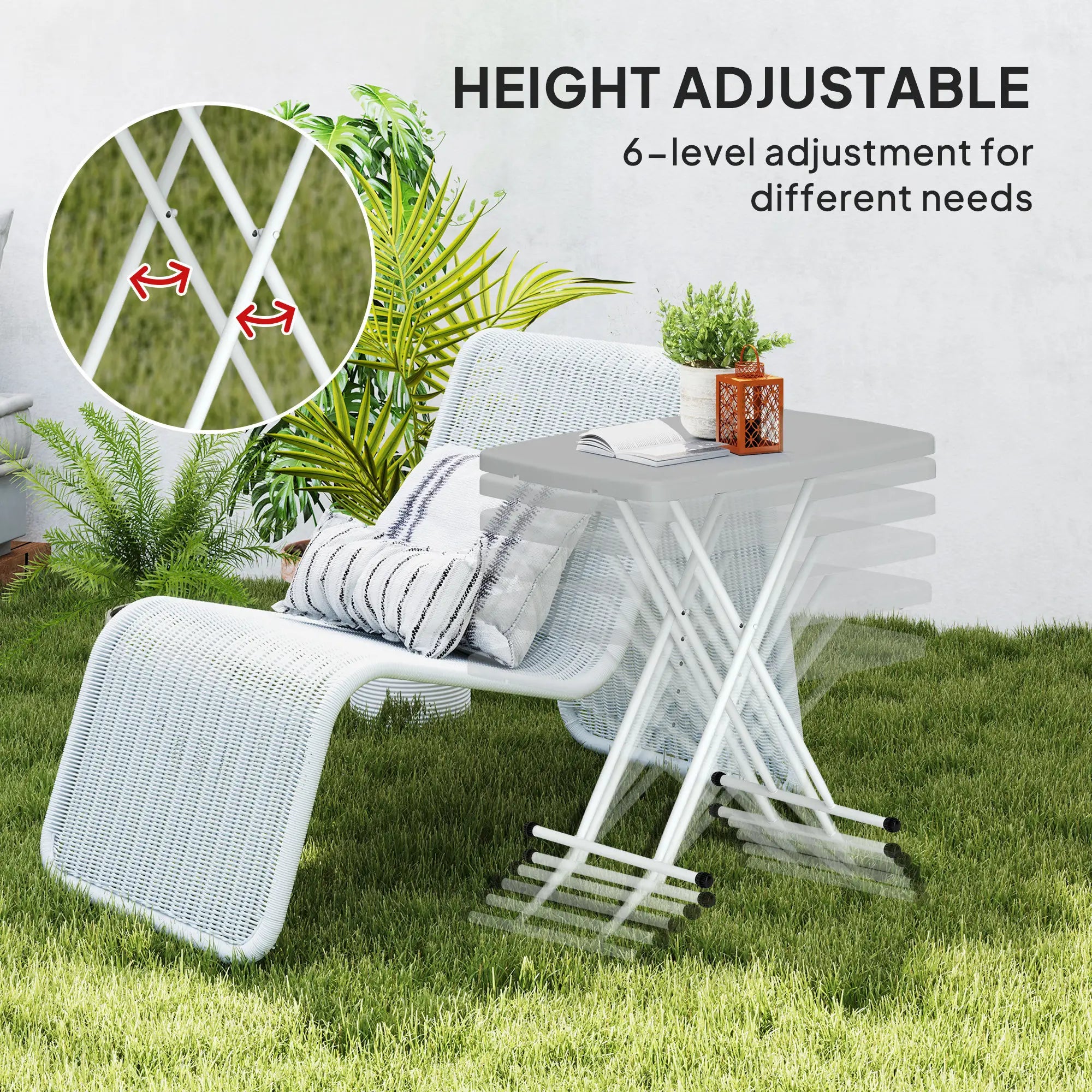 Portable Patio Side Table, Height Adjustable, Folding, Dark Grey Patio Side Tables at Gallery Canada