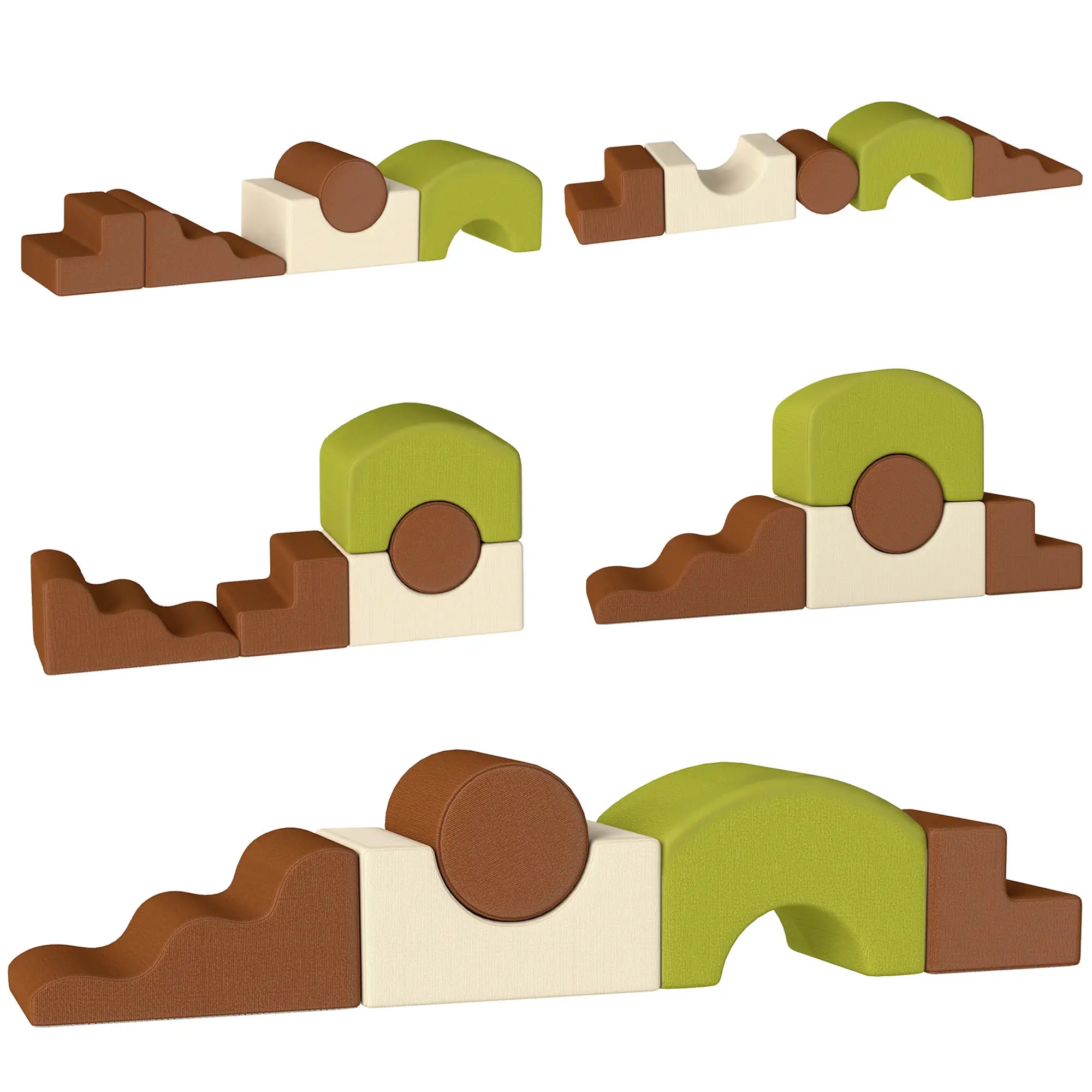 5-Piece Foam Climbing Blocks, Non-Slip, Washable Cover for Crawling Kids Gym & Playmats Brown, Beige, Green at Gallery Canada