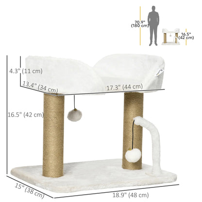 Small Cat Tower Condo, Jute Scratching Posts, Top Perch, Dangling Balls, White Cat Trees at Gallery Canada