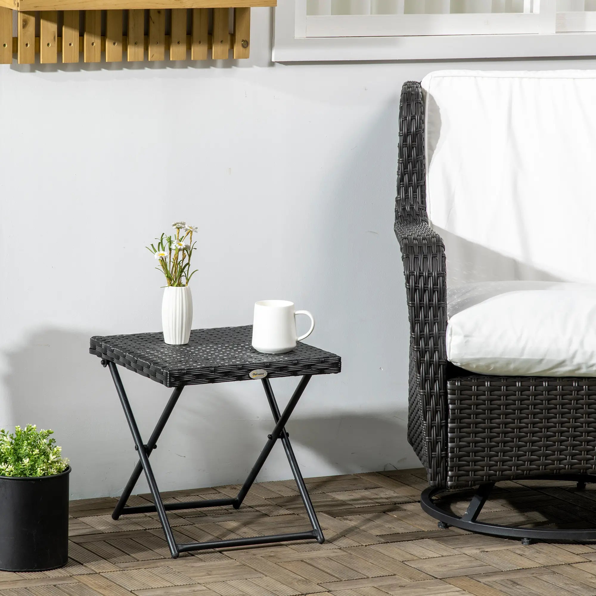 Outdoor PE Rattan Coffee Table, 15.75