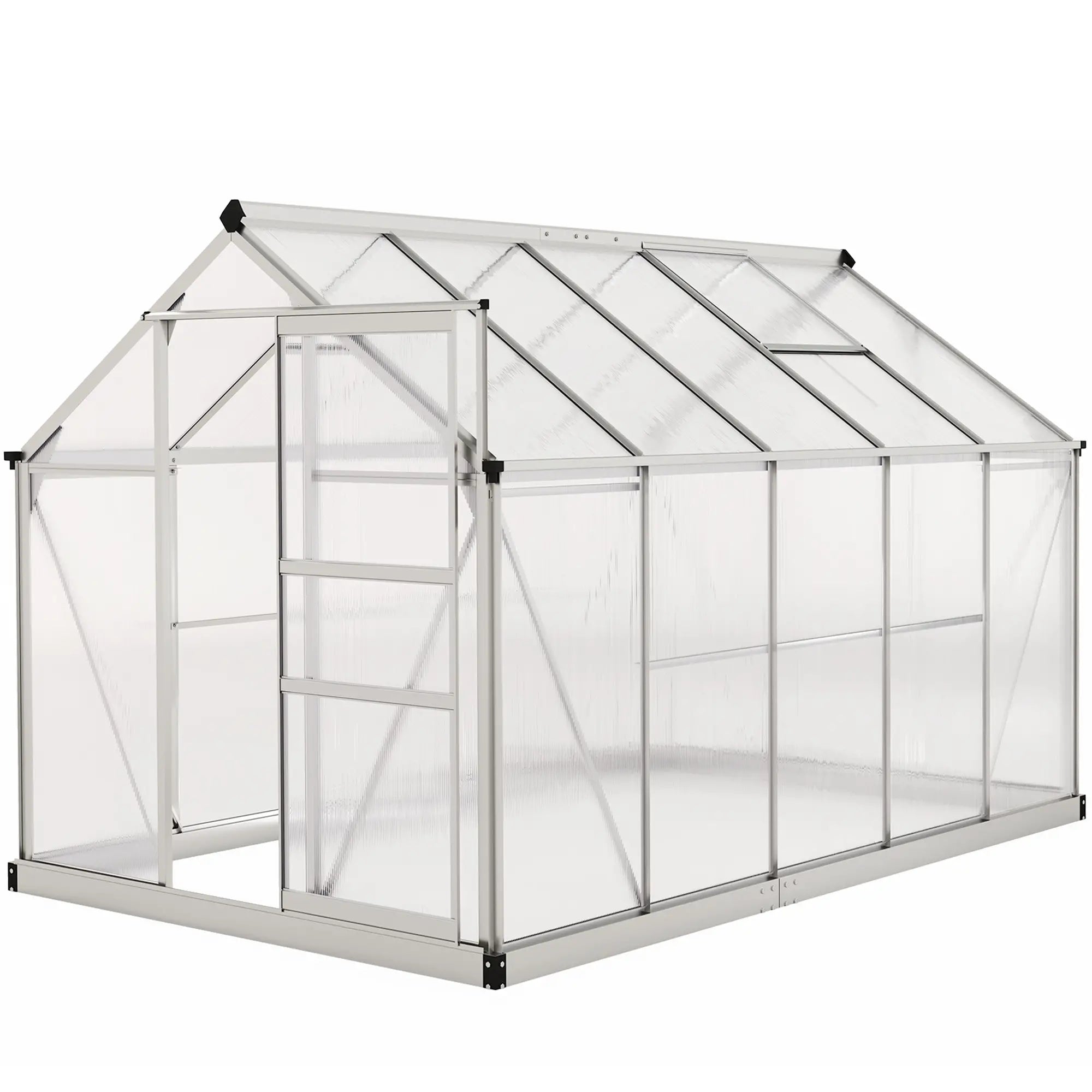 6' x 10' x 6.6' Polycarbonate Greenhouse, Walk-In Garden Kit, Galvanized Frame, Sliver Walk In Greenhouses at Gallery Canada