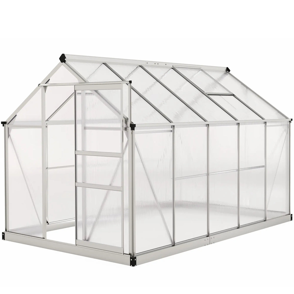 6' x 10' x 6.6' Polycarbonate Greenhouse, Walk-In Garden Kit, Galvanized Frame, Sliver Walk In Greenhouses at Gallery Canada