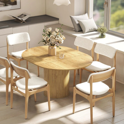 Extendable Kitchen Table, 43.5"-59", Natural Wood Finish, Natural Wood Dining Tables at Gallery Canada