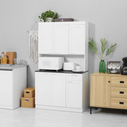71" Kitchen Pantry Cabinet, Storage Buffet with Hutch, Adjustable Shelves, High Gloss White, White Kitchen Pantry Cabinets at Gallery Canada
