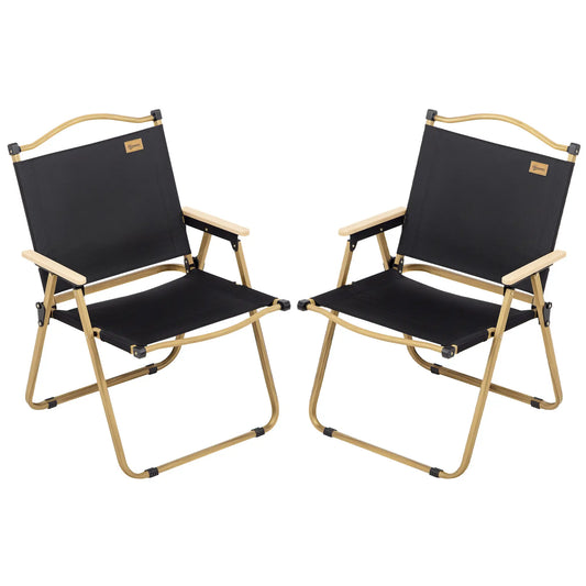 Set Of 2 Folding Camping Chairs Portable, Black Picnic Tables & Camping Chairs Black at Gallery Canada