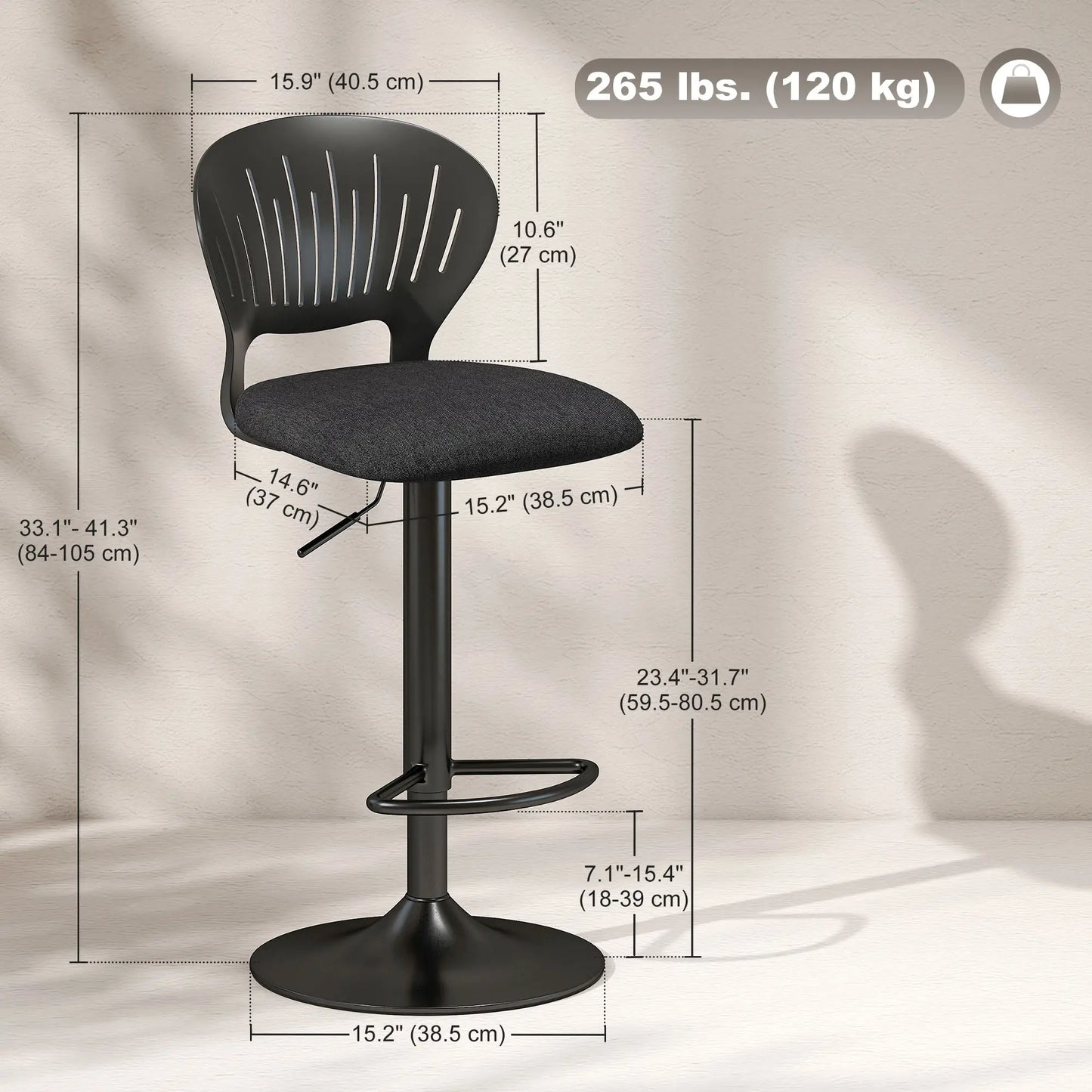 Modern Swivel Bar Stools, Set of 2, Counter Height, Black Bar Stools at Gallery Canada