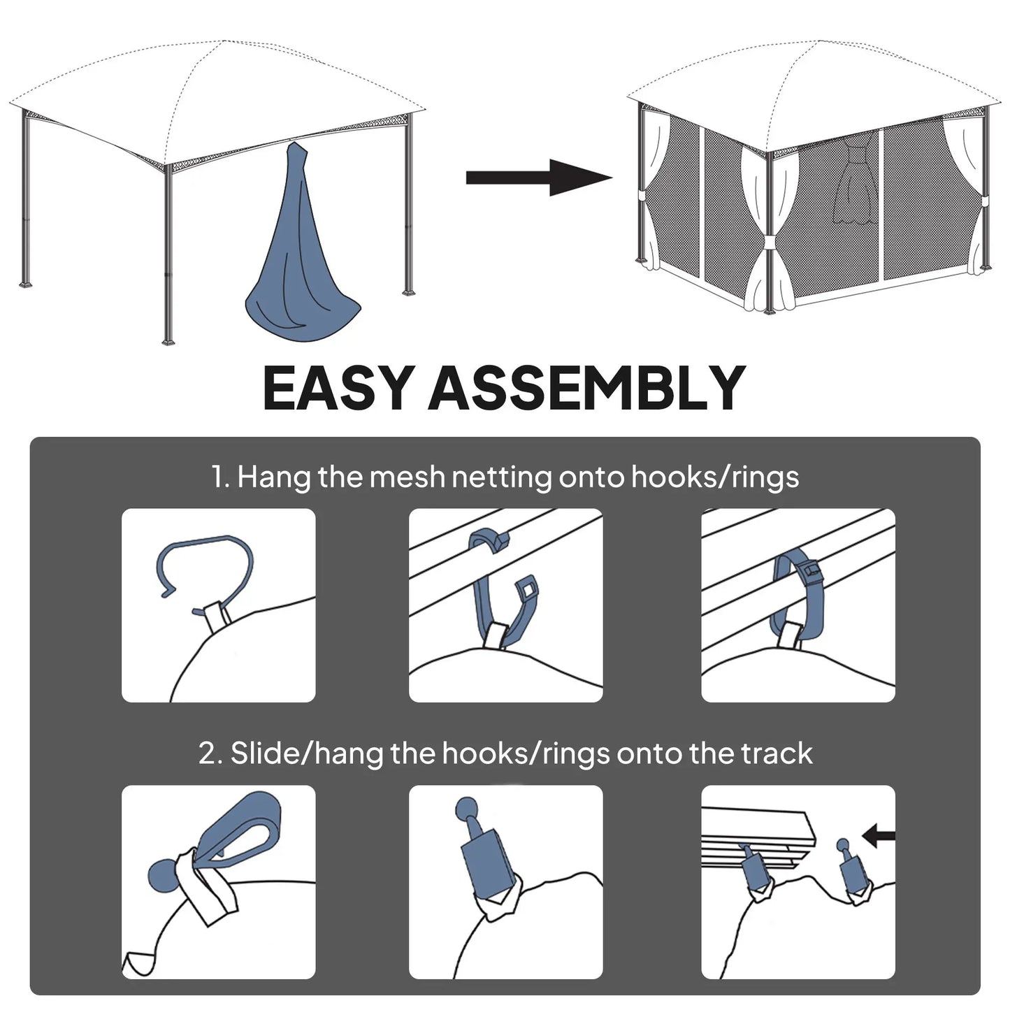 Mosquito Netting For Gazebo, 10' x 12', Black, Khaki Gazebo Sidewalls at Gallery Canada