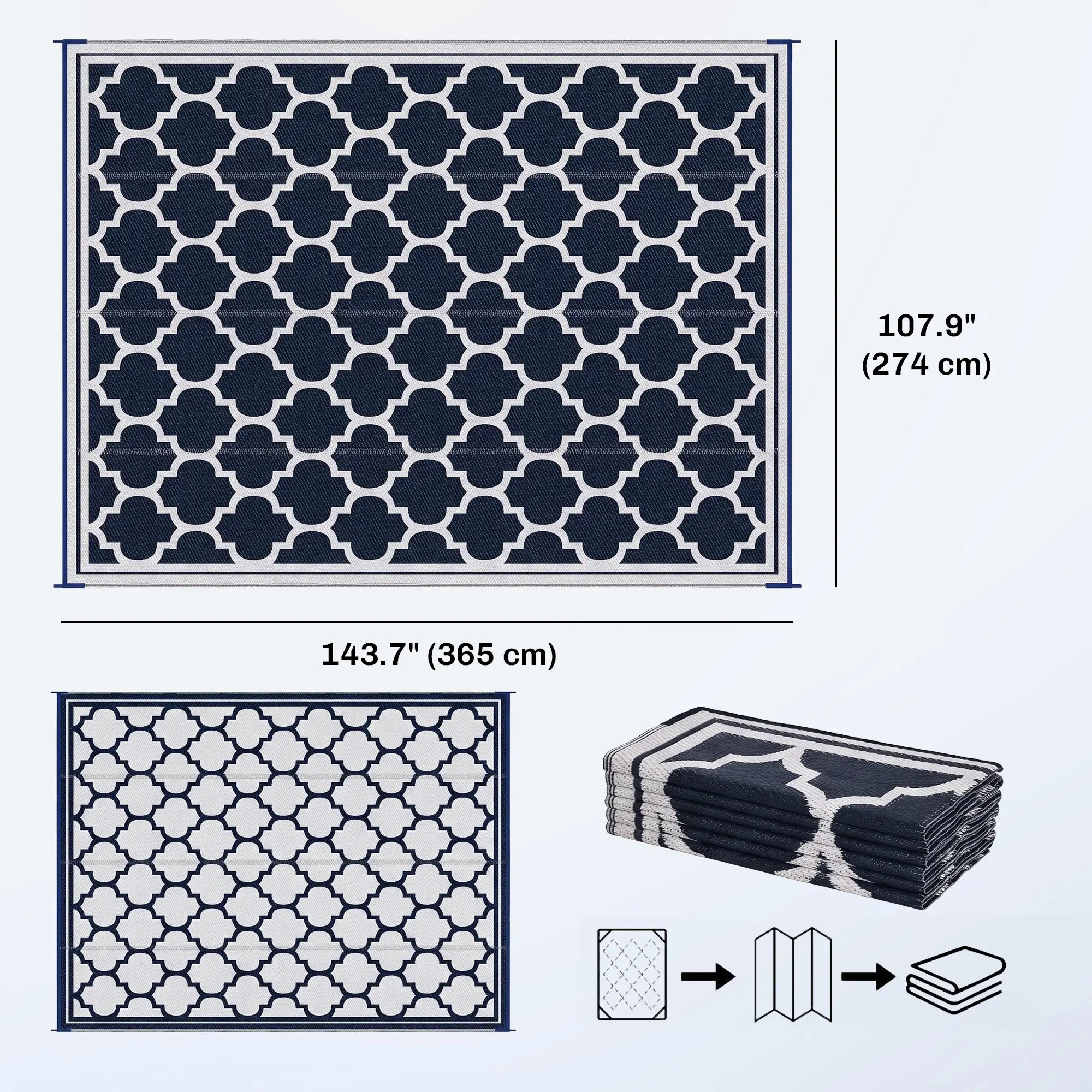 9'x12' Reversible Outdoor RV Rug, Patio Mat, Dark Blue Outdoor Reversible Rugs at Gallery Canada