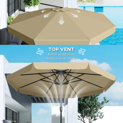 10 ft Outdoor Patio Umbrella, Push Button Tilt Crank, Khaki Sun Umbrellas at Gallery Canada