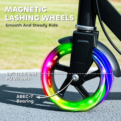 Kids Scooter, Light Up Wheels, Adjustable Handlebar, Rear Brake, Black Scooters at Gallery Canada