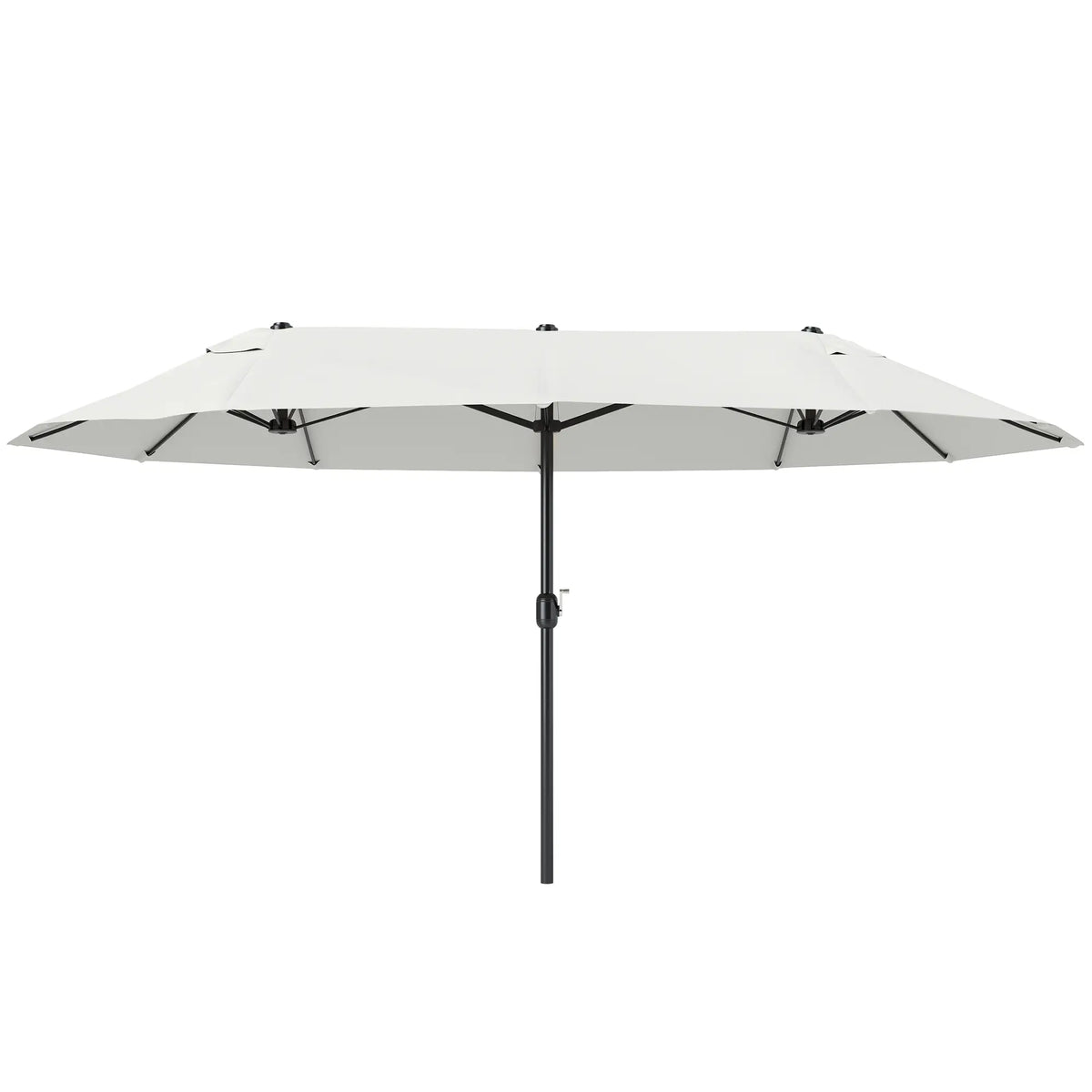 15 Ft Twin Canopy Patio Umbrella, Steel Lift Crank, Beige Sun Umbrellas at Gallery Canada