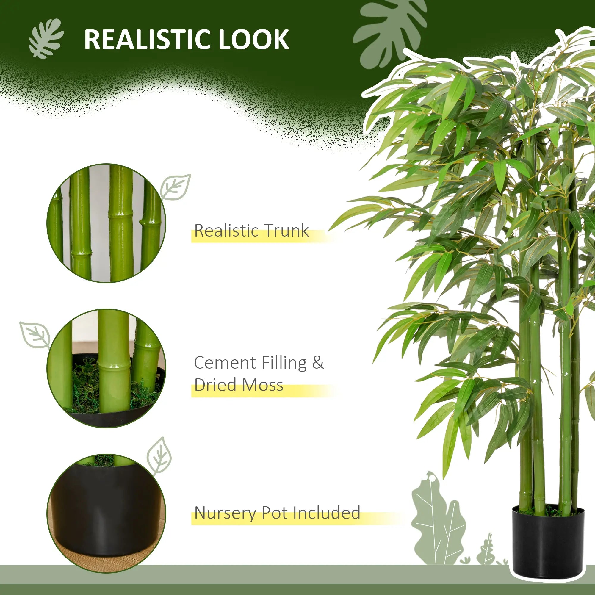 Set of 2, 4.5FT Artificial Bamboo Tree, Indoor Outdoor Decor Artificial Trees at Gallery Canada