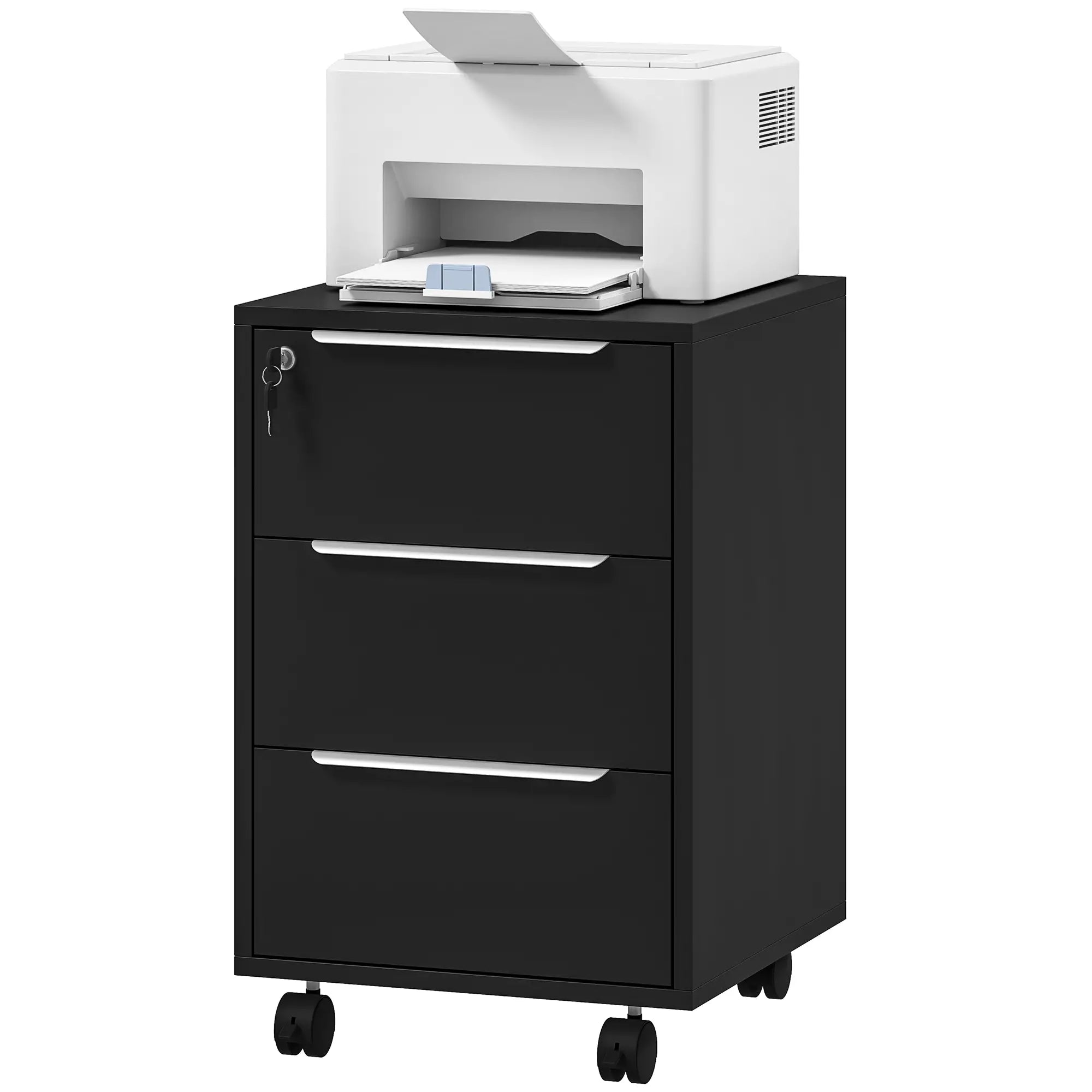 3-Drawer Vertical File Cabinet With Lock, Black Office Cabinets & Cupboards Black at Gallery Canada
