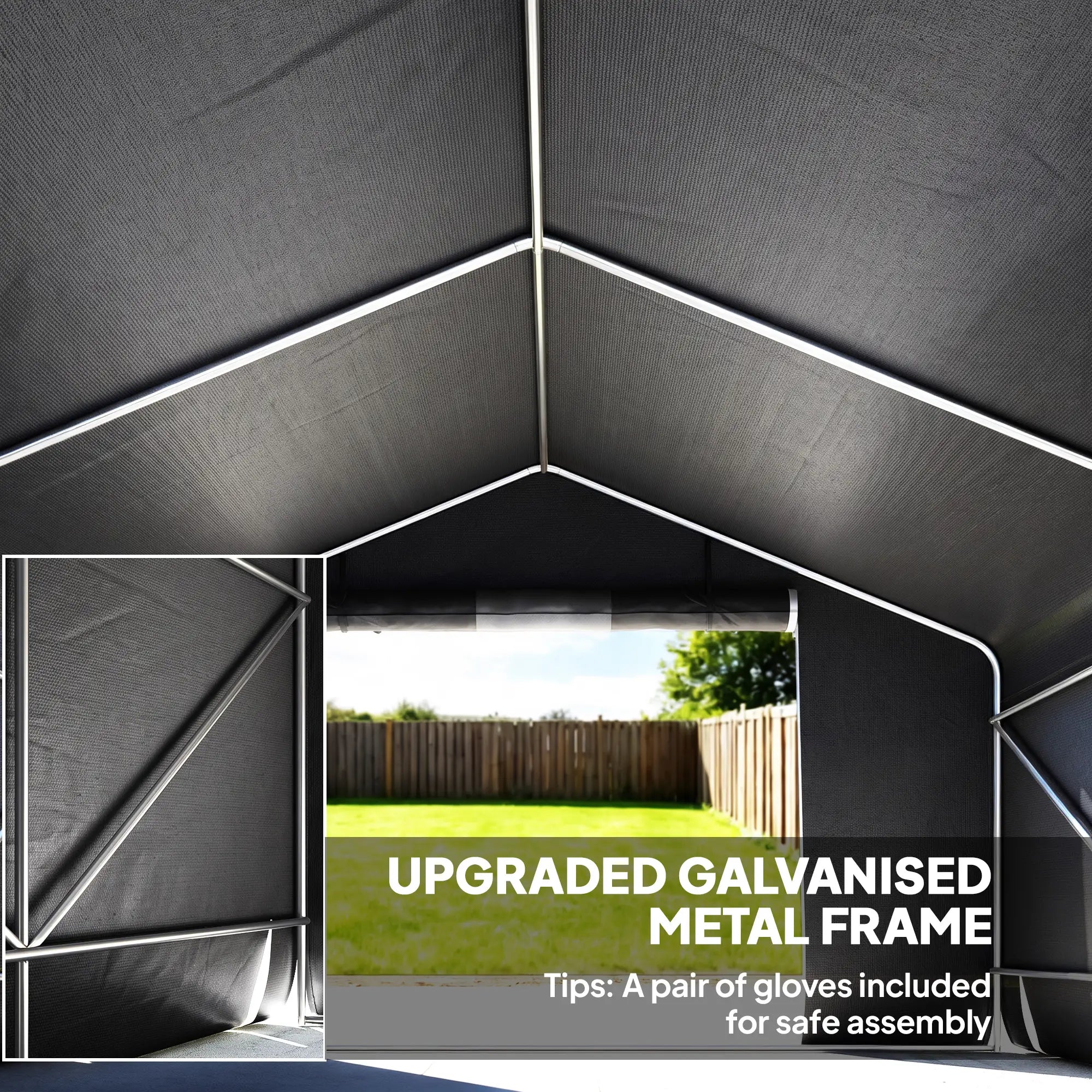 10' x 10' Portable Shed, Waterproof Bike Tent, Dark Grey Sheds at Gallery Canada