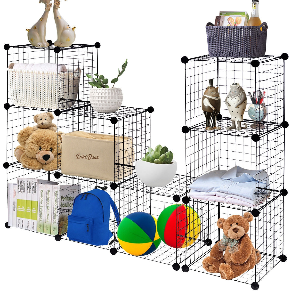 DIY 12-Cube Metal Grid Wire Storage Cubes, 42" x 14" x 56" Clothing & Closet Storage at Gallery Canada