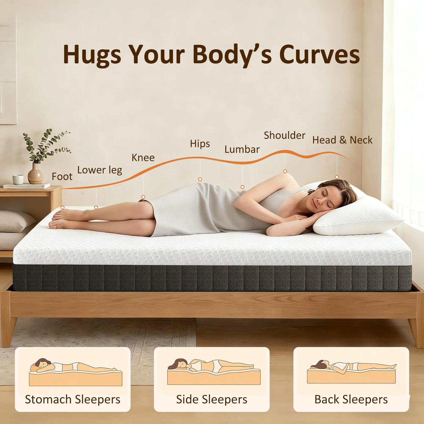 10 Inch Queen Mattress, Pressure Relief & Lumbar Support, Medium Firm Mattresses at Gallery Canada