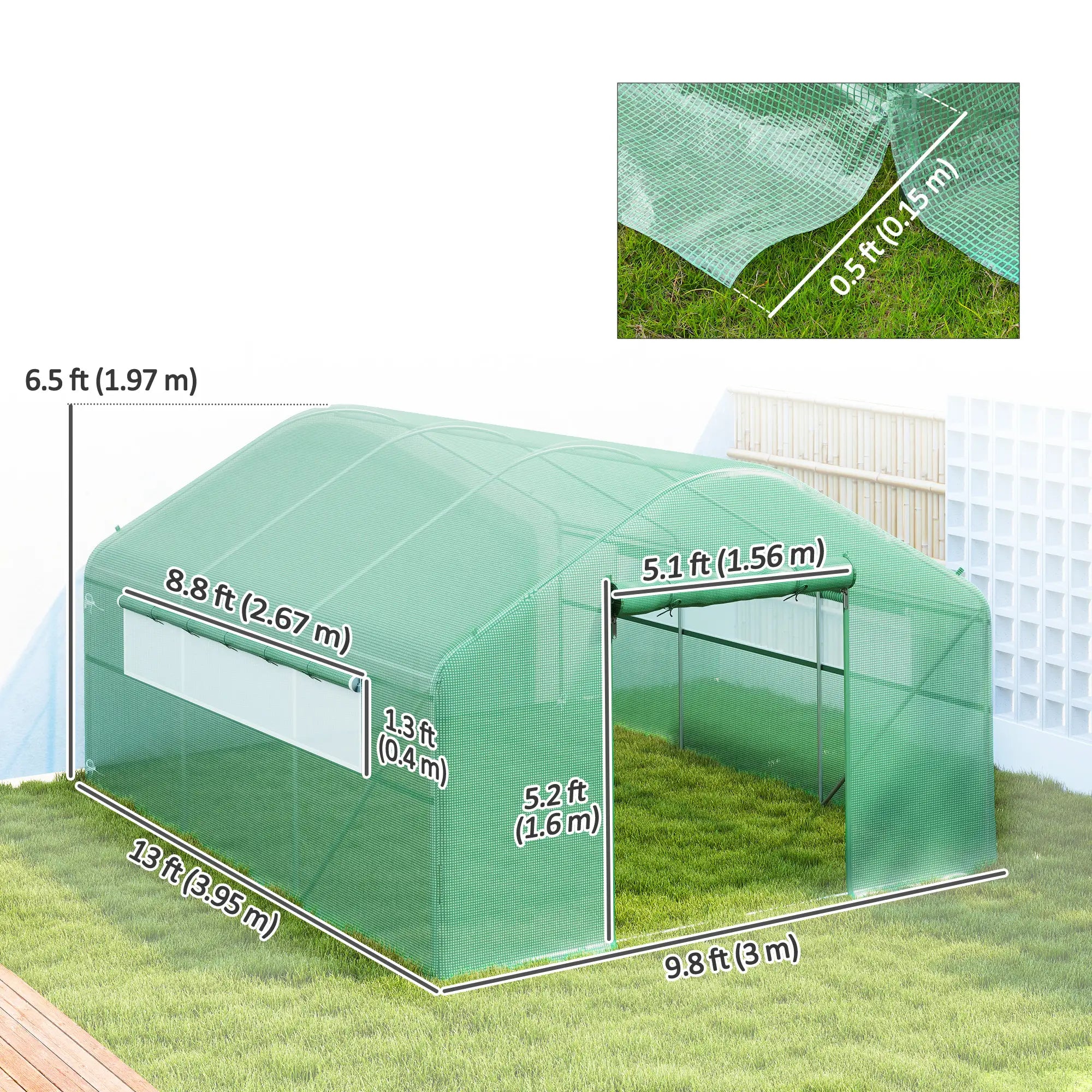 Walk-in Tunnel Greenhouse, Galvanized Steel Frame, 13' x 10' x 6.5', Green Tunnel Greenhouses at Gallery Canada