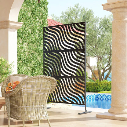 78" X 48" Metal Outdoor Privacy Screen, Freestanding Divider, Black Side Awnings at Gallery Canada
