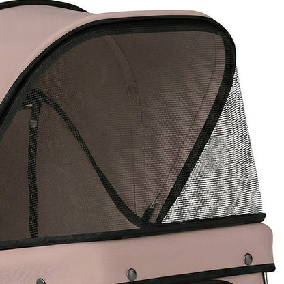 3 Wheels Foldable Dog Stroller, Storage Basket, Adjustable Canopy, Coffee Dog Bike Trailers & Strollers at Gallery Canada