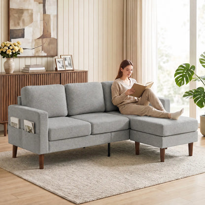 78 In L Shaped 3 Seater Sofa with Ottoman, Grey L Shaped Couchs at Gallery Canada