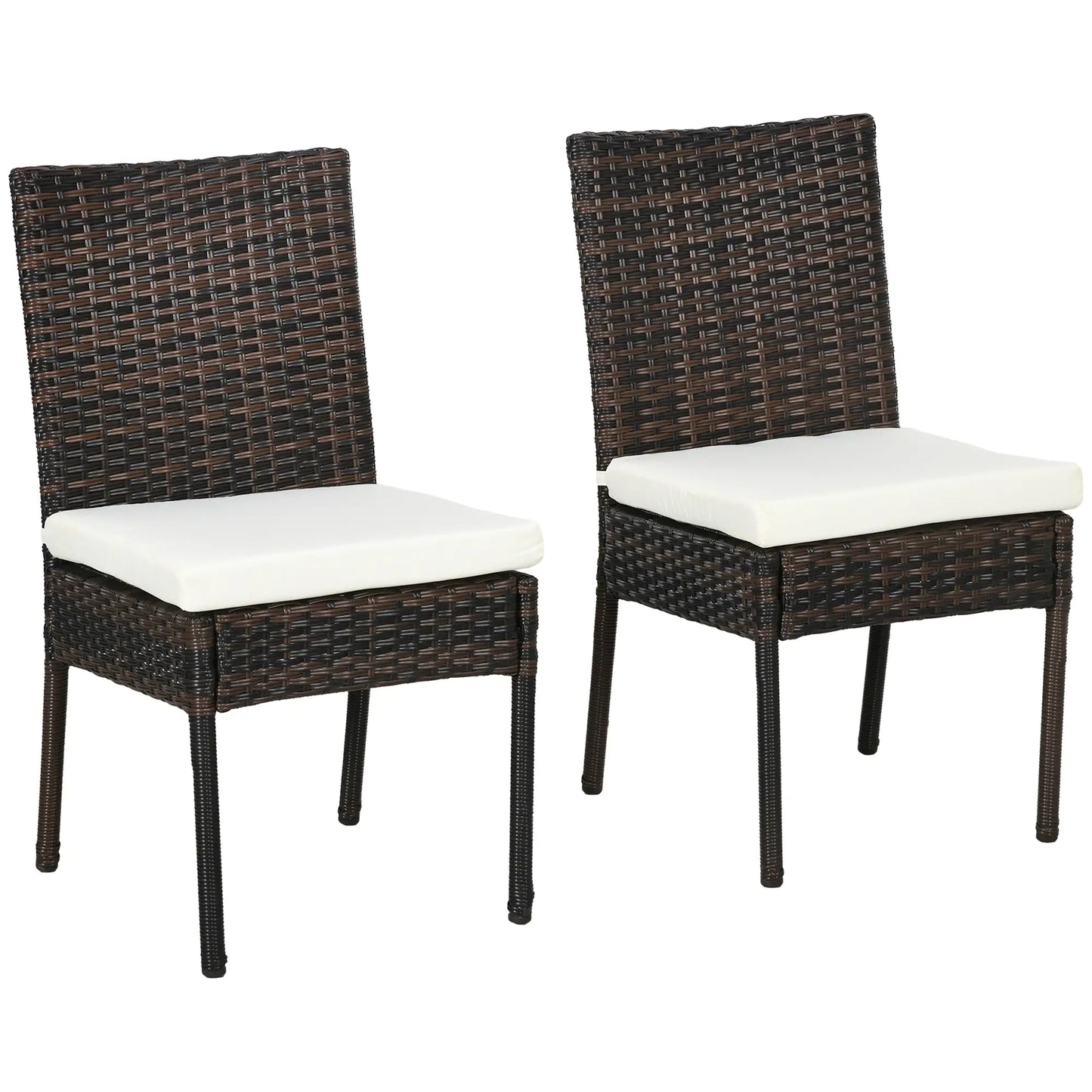 Rattan Outdoor Dining Chairs with Cushion, Patio Wicker Chair, Brown Patio Chairs Brown, Cream White at Gallery Canada