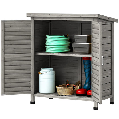 Wooden Garden Storage Shed, 2 Door, 34" x 18" x 38", Grey Sheds at Gallery Canada