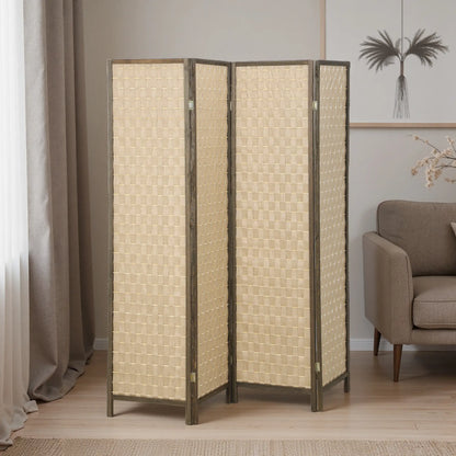 6 FT 4 Panel Folding Privacy Screen, Brown Room Divider, Brown Room Dividers at Gallery Canada