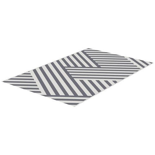 Reversible Outdoor RV Rug, Patio Floor Mat, 6' x 9', Grey and Cream