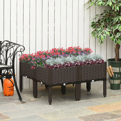 4-Piece Raised Garden Bed, PP Flower Bed, Stackable Vegetable Herb Grow Box Elevated Garden Beds at Gallery Canada