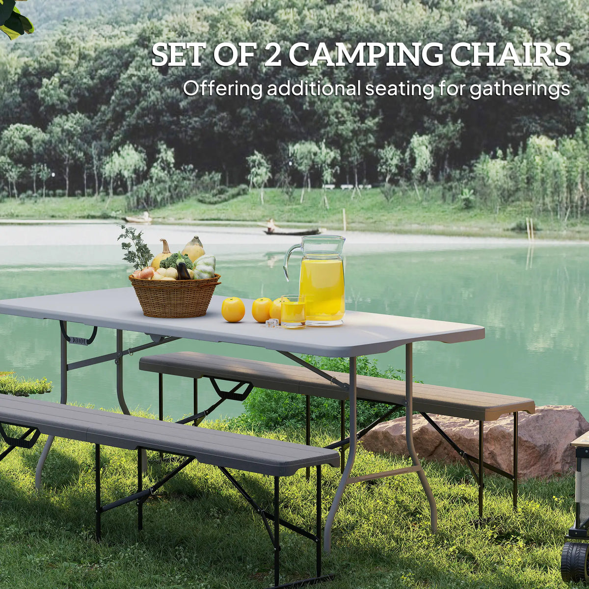 6 ft Plastic Bench Seat, Foldable, Portable, Distressed Brown, Brown Garden Accessories at Gallery Canada