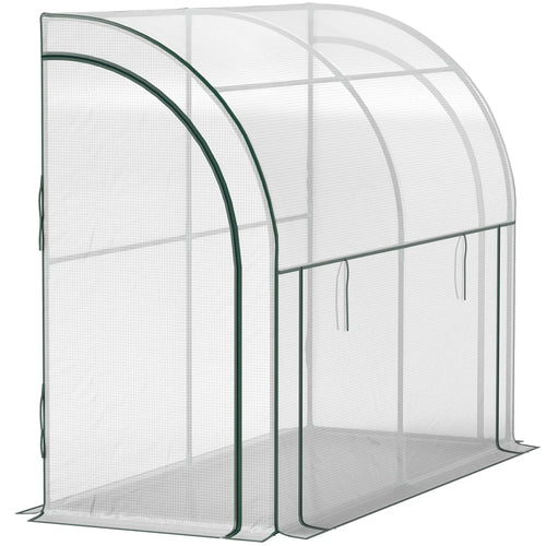 Walk-In Lean-To Greenhouse, 7' x 3' x 5', Zipper Roll-Up Doors, White