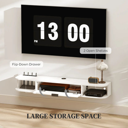 47 Inch Floating TV Stand, Wall Mounted Media Console, White TV Stands at Gallery Canada