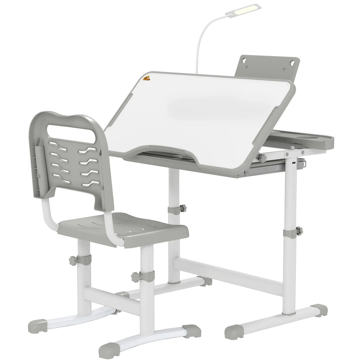 Adjustable Kids Desk and Chair Set, Student Study Table, Grey Kids Desk Sets Grey at Gallery Canada
