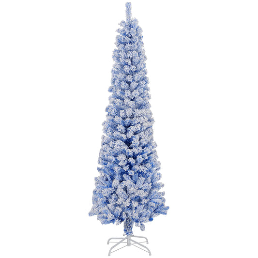 6ft Flocked Pencil Christmas Tree, Realistic Branch Tips, Blue Pencil Christmas Trees Blue at Gallery Canada