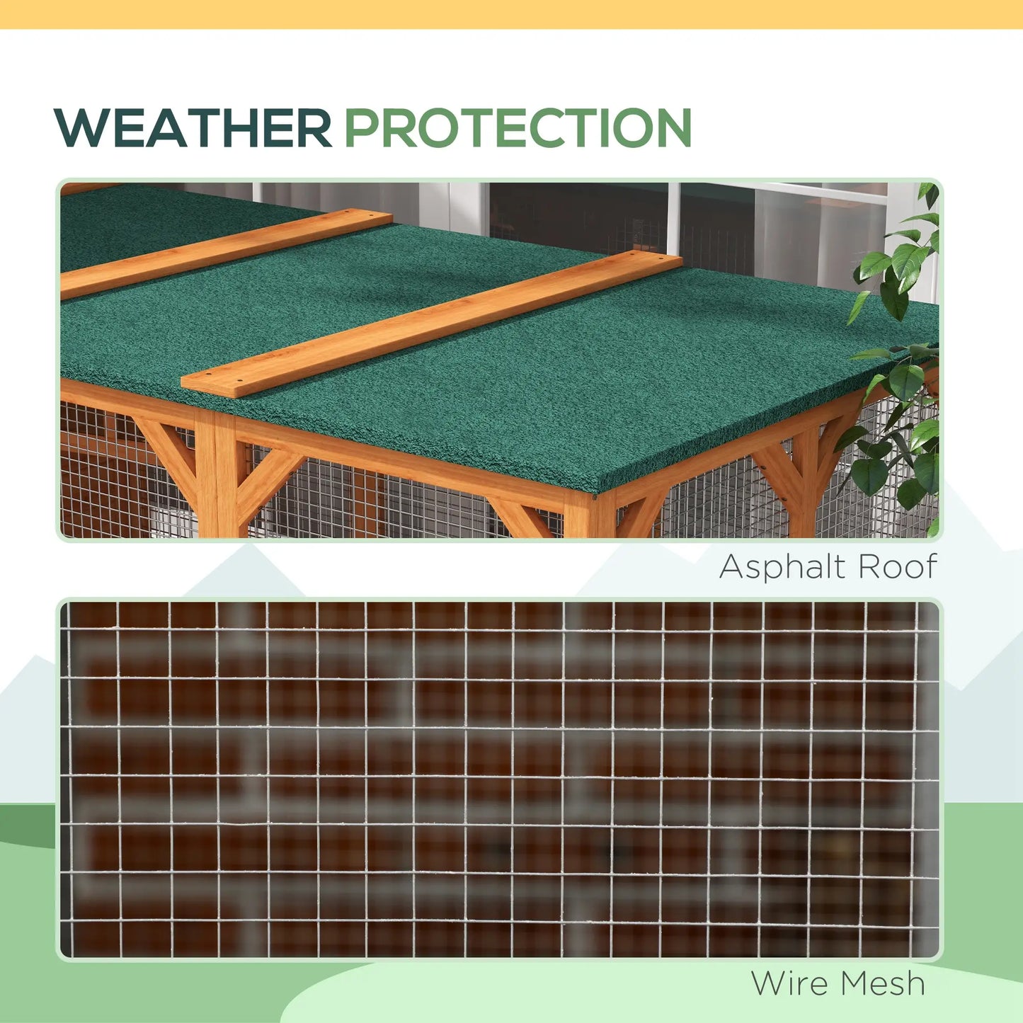 76"L Wooden Cat Catio, Outdoor Cat House, Asphalt Roof, Orange Outdoor Cat Enclosures at Gallery Canada
