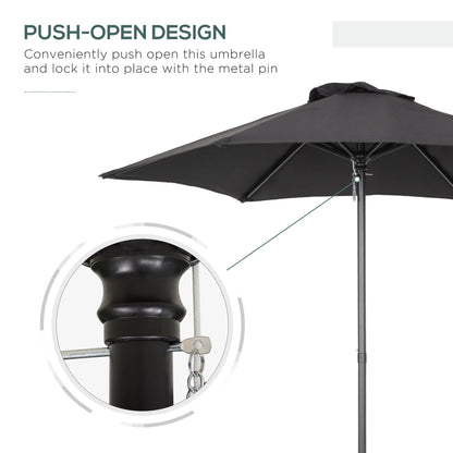 6.6FT Outdoor Patio Umbrella, 6 Solid Ribs, Black Patio Umbrellas at Gallery Canada