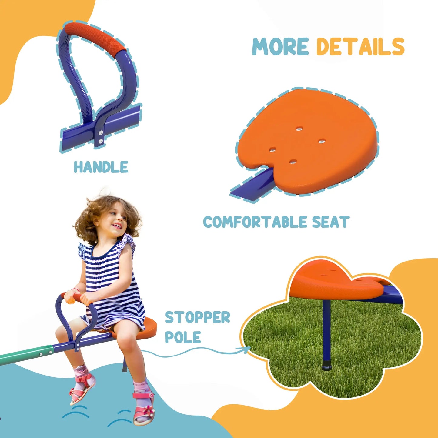 Kids Seesaw Swivel, 360 Degrees Rotating, Outdoor Playground Equipment, Multicoloured Gym Sets & Swings at Gallery Canada